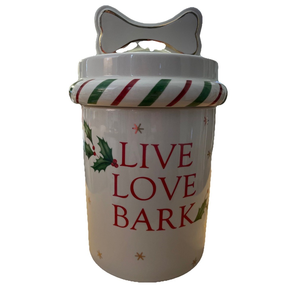 Lenox Christmas Holiday Dog Treat Jar‎ LIVE LOVE BARK #863666